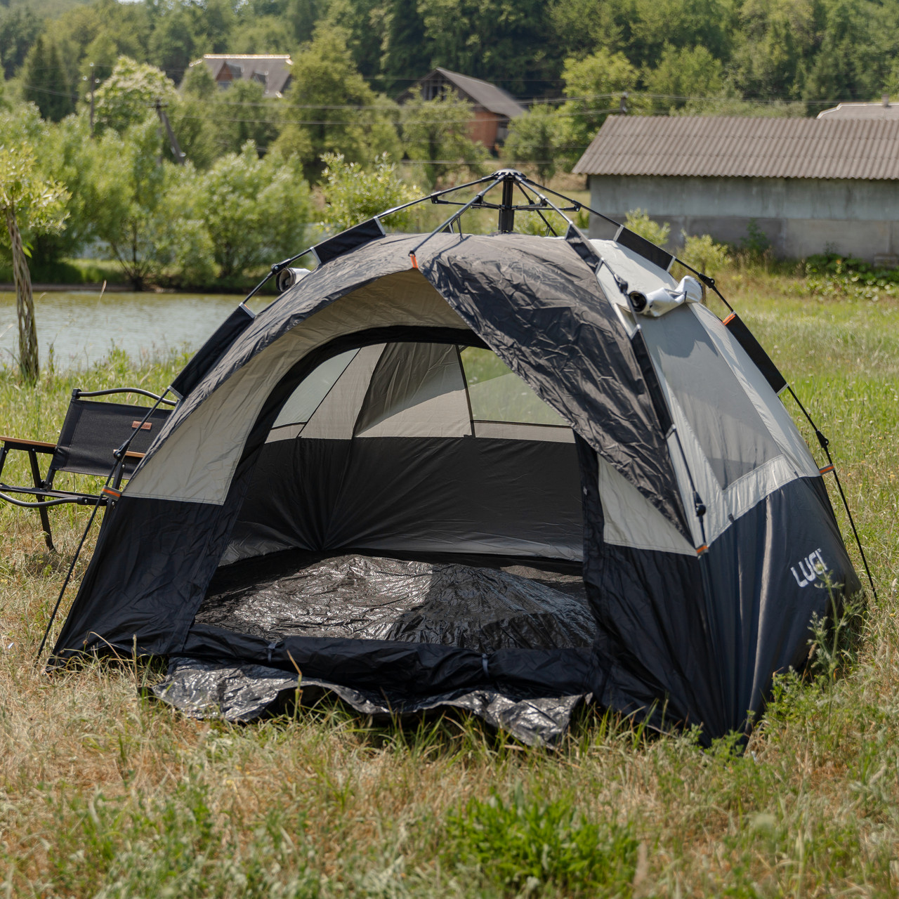 Намет автоматичний тримісний 2 на 2 (м) кемпінговий туристичний LU-016B Чорний_LU-016B_Milantium_2