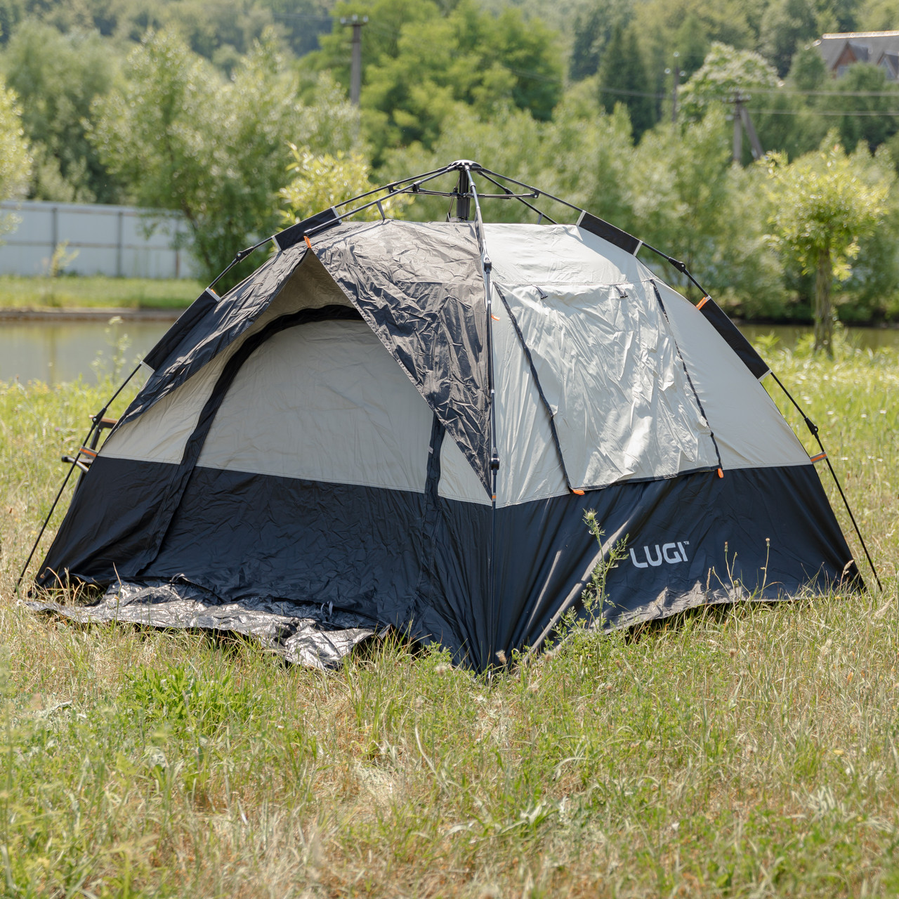 Намет автоматичний тримісний 2 на 2 (м) кемпінговий туристичний LU-016B Чорний_LU-016B_Milantium_4