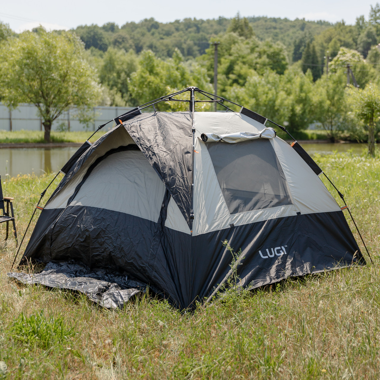 Намет автоматичний тримісний 2 на 2 (м) кемпінговий туристичний LU-016B Чорний_LU-016B_Milantium_5