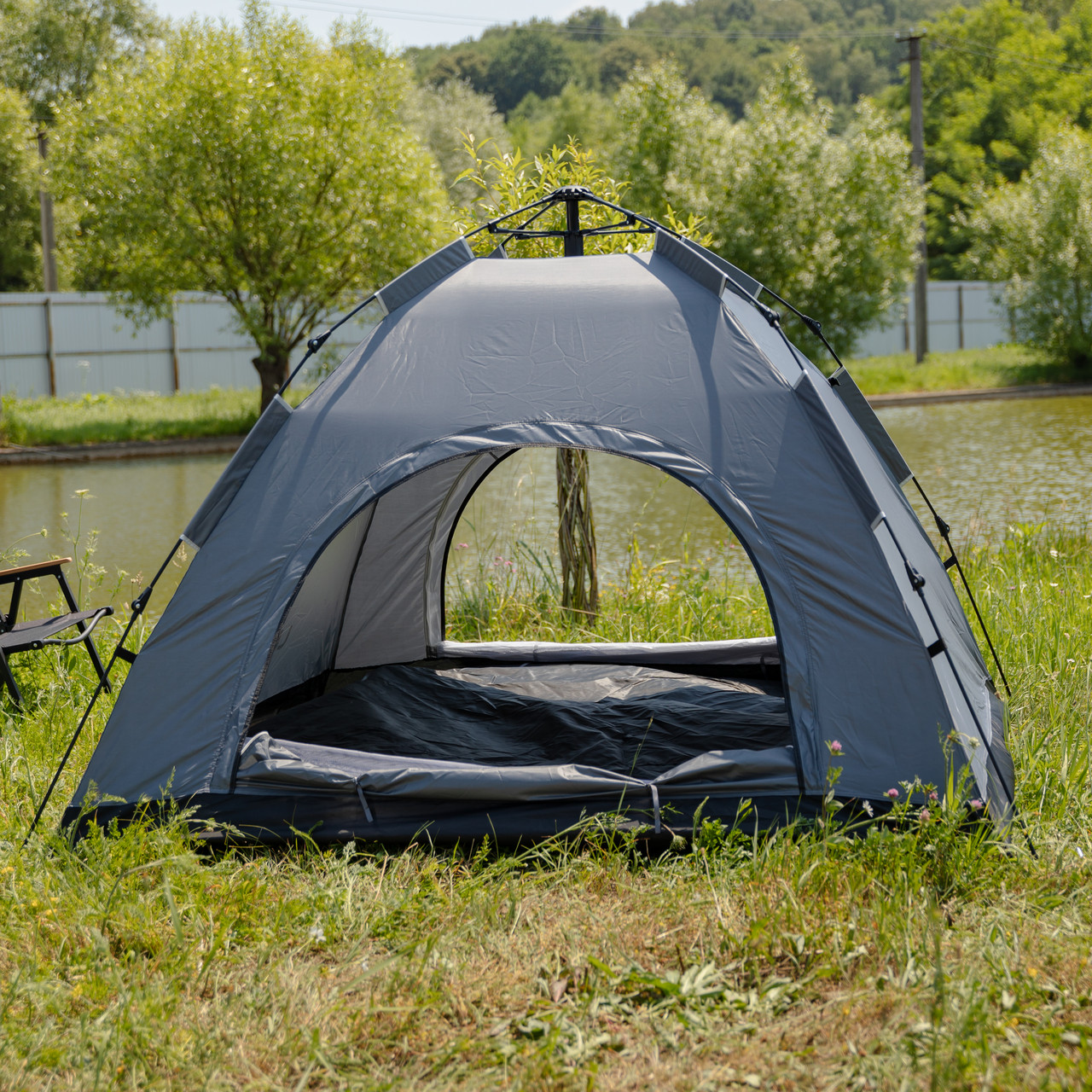 Намет кемпінговий 2 на 2 метри автоматичний для риболовлі походу туристичний LU-019G Сірий_LU-019G_Milantium_2