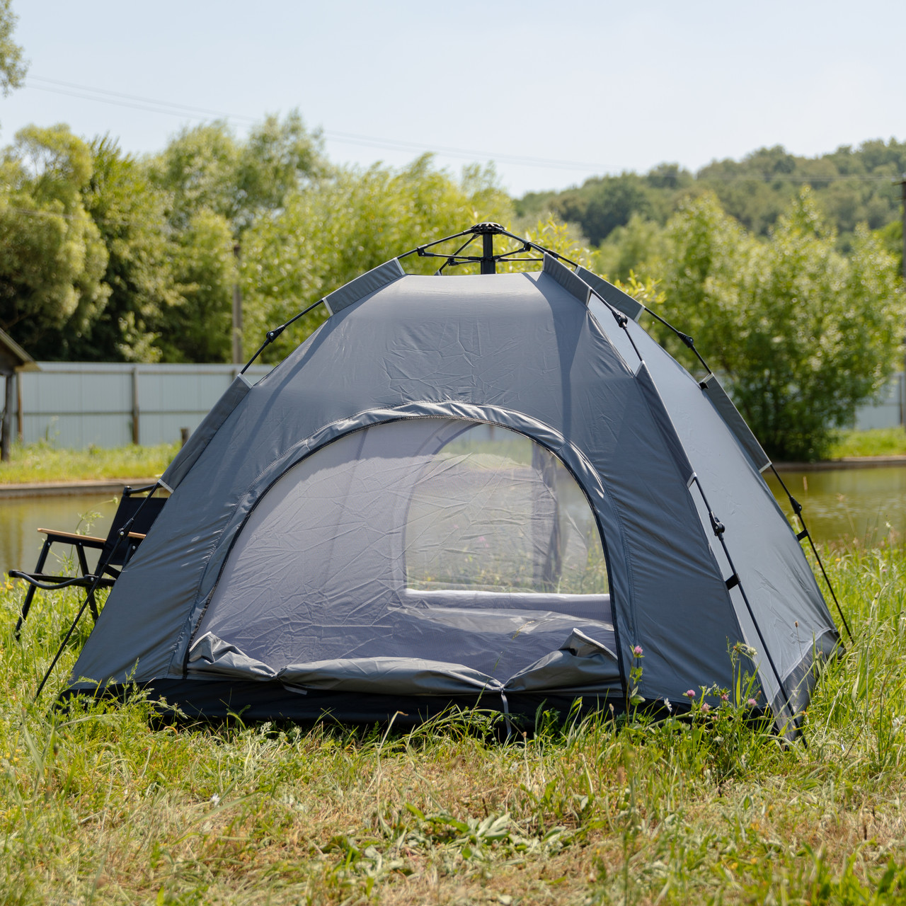 Намет кемпінговий 2 на 2 метри автоматичний для риболовлі походу туристичний LU-019G Сірий_LU-019G_Milantium_3