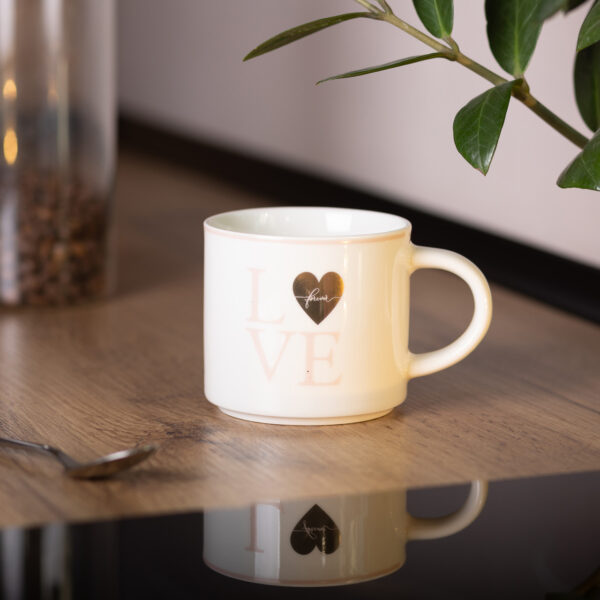 Чашка керамическая 350 (мл) для кави та чаю Love Біла RX-N240126WL_RX-N240126WL_Milantium_4