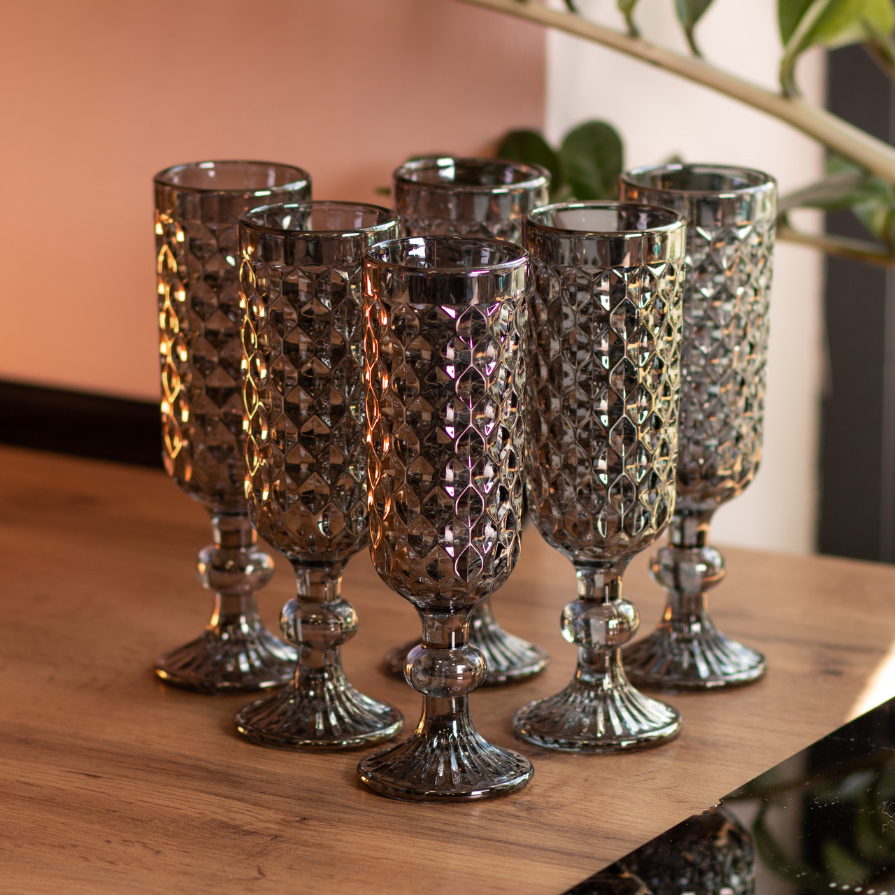 Набор бокалов для шампанского 6 штук по 160 (мл) Сірий HP-19-115_HP-19-115_Milantium_4