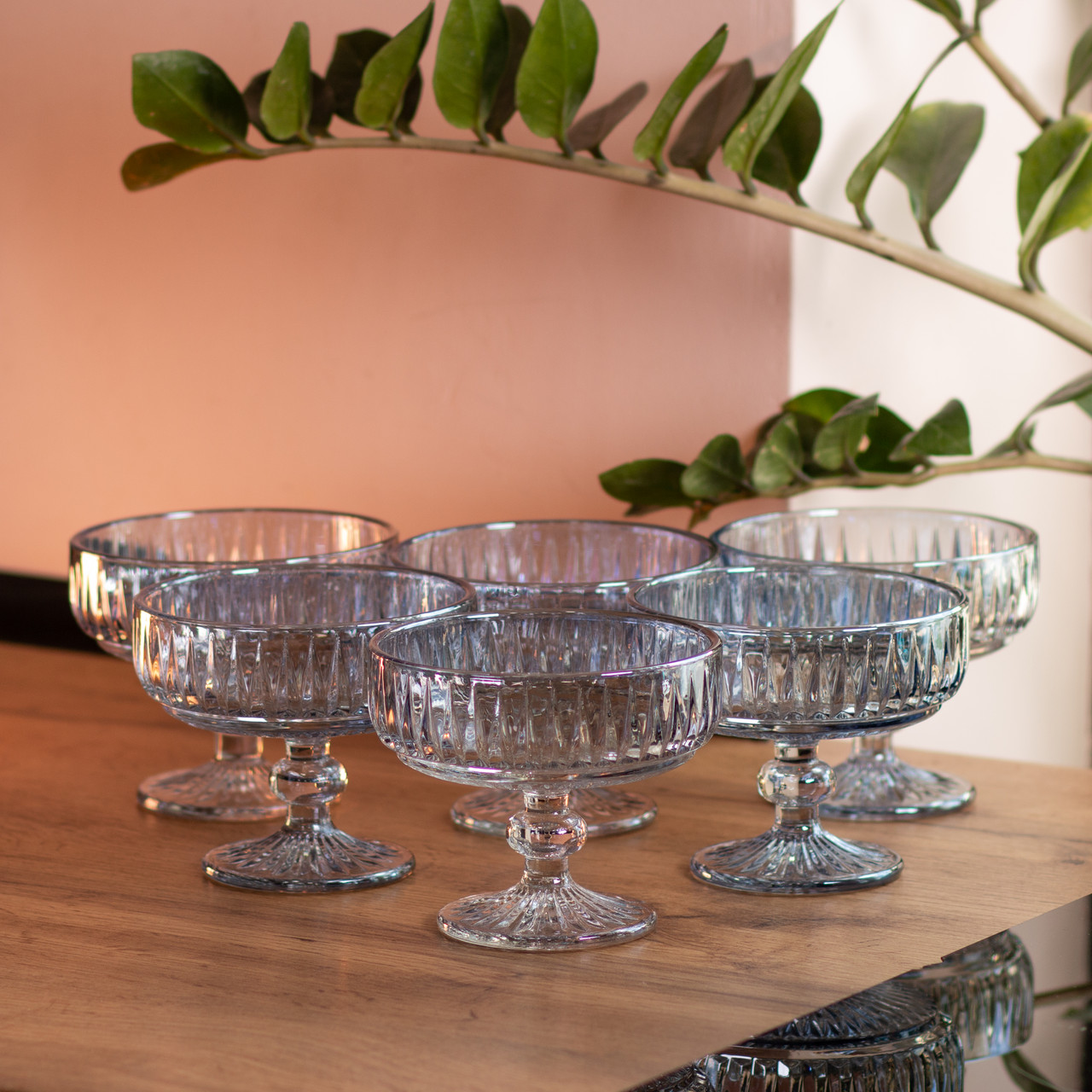 Набор креманок на ножке 6 шт 300 (мл) Блакитний HP-19-70_HP-19-70_Milantium_4