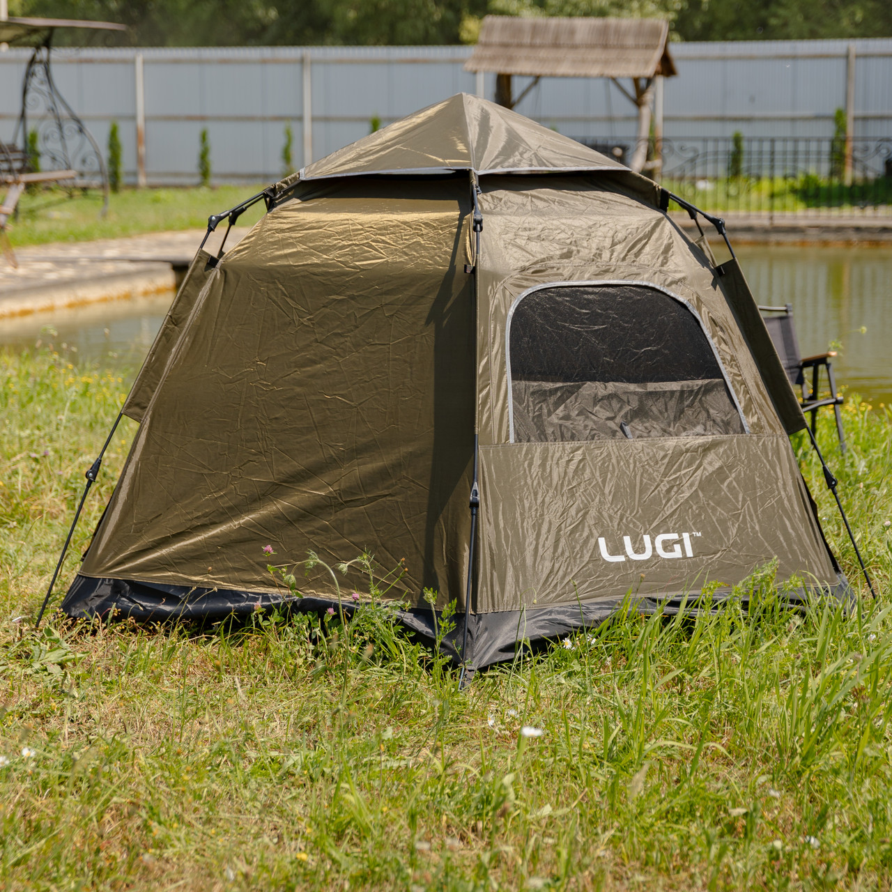 Намет автоматичний 3 місний 240×210×130 (см) кемпінговий з тентом туристичний палатка Camping Lugi LU-020_LU-020_Милантиум_3