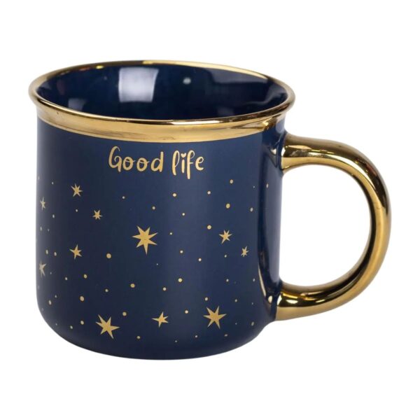 Чашка порцелянова із золотим обідком та позолоченою ручкою 320 (мл) Good life Синя RX-N231506BL_RX-N231506BL_Milantium_1