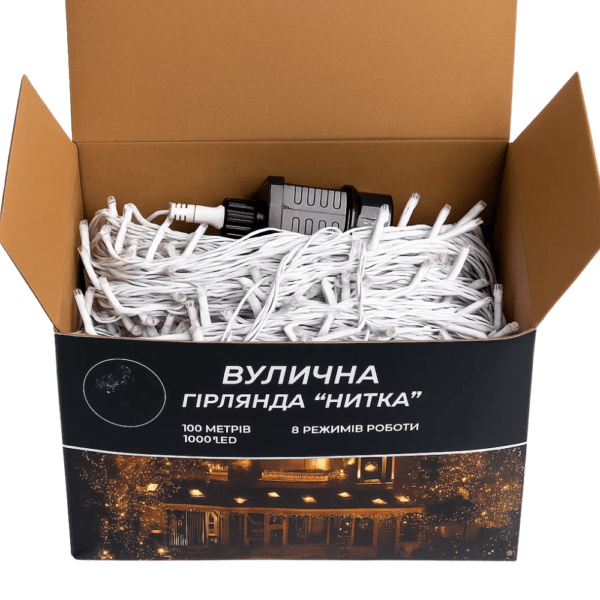 Гірлянда Різдвяна фея вулична 100 м 1000 LED білий провід Синій CF1000L100MWBL_CF1000L100MWBL_Milantium_7