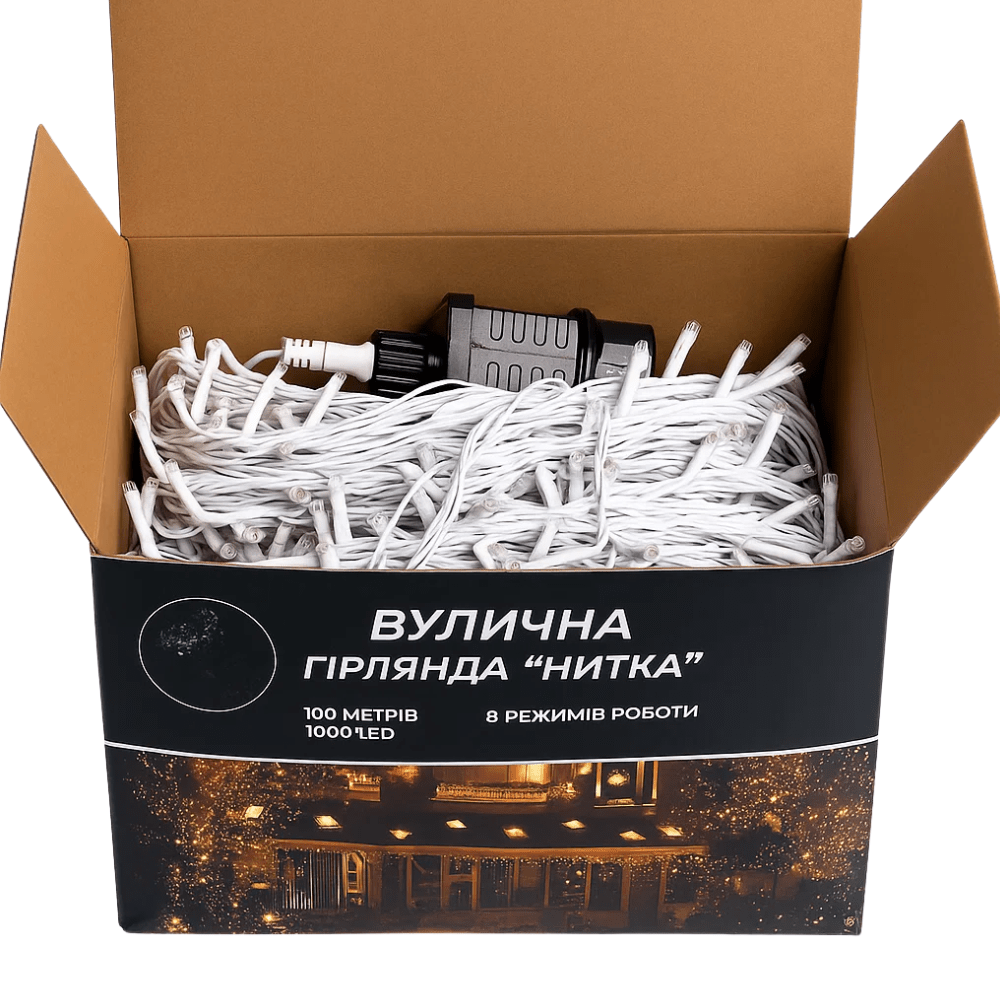 Гірлянда Різдвяна фея вулична 100 м 1000 LED білий провід Синій CF1000L100MWBL_CF1000L100MWBL_Milantium_7