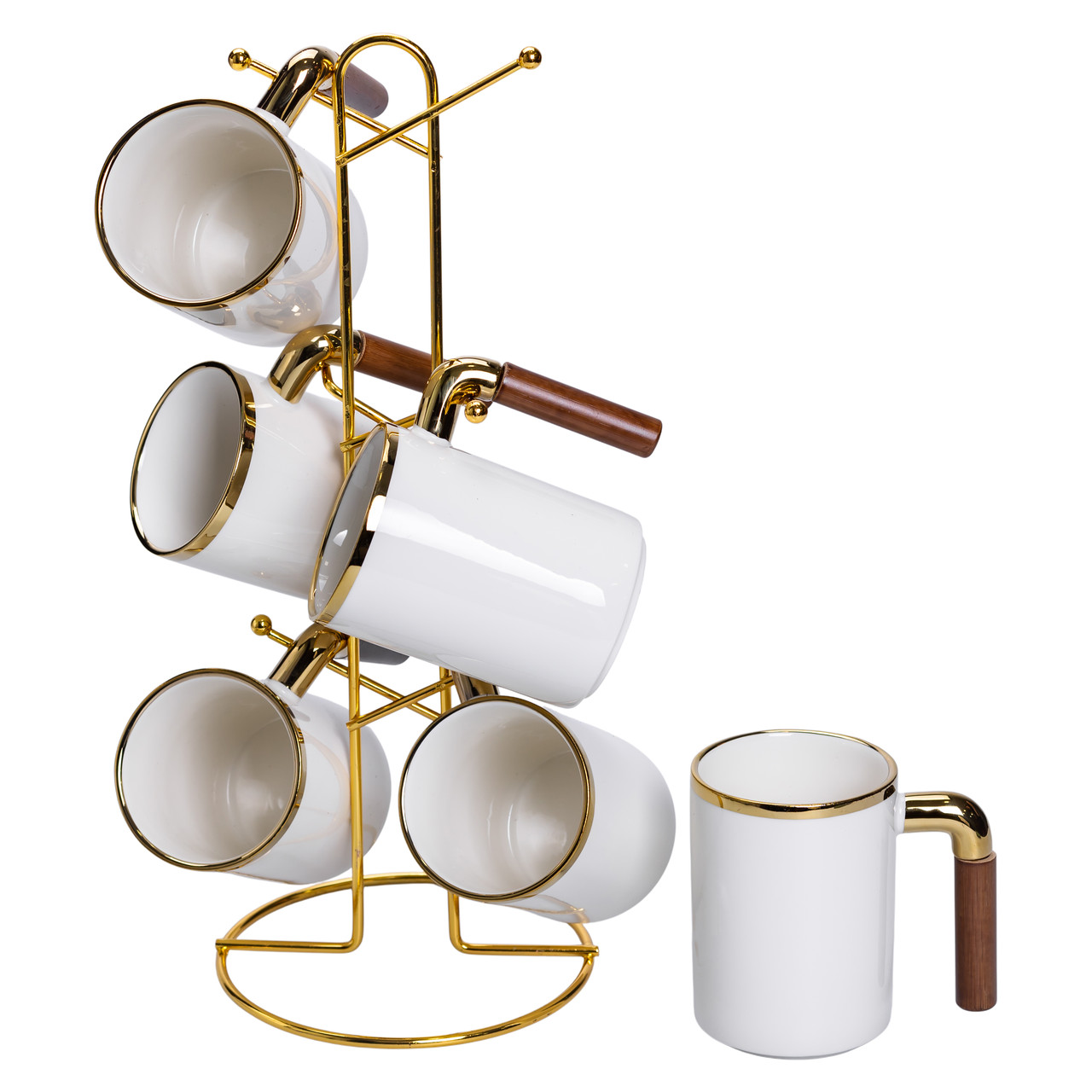 Набір чашок на металевій підставці 6 (шт) к 400 (мл) Білий HP-26-11 – купити в Україні недорого