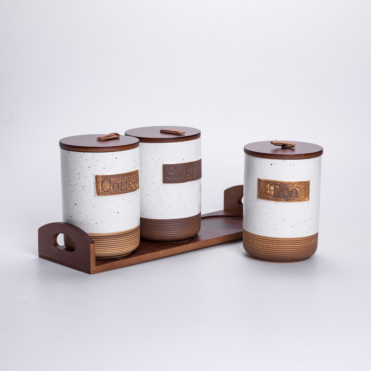 Набір порцелянових банок для сипучих 3 шт. 800 мл з кришками Бежевий HP-26-1BE_HP-26-1BE_Milantium_2