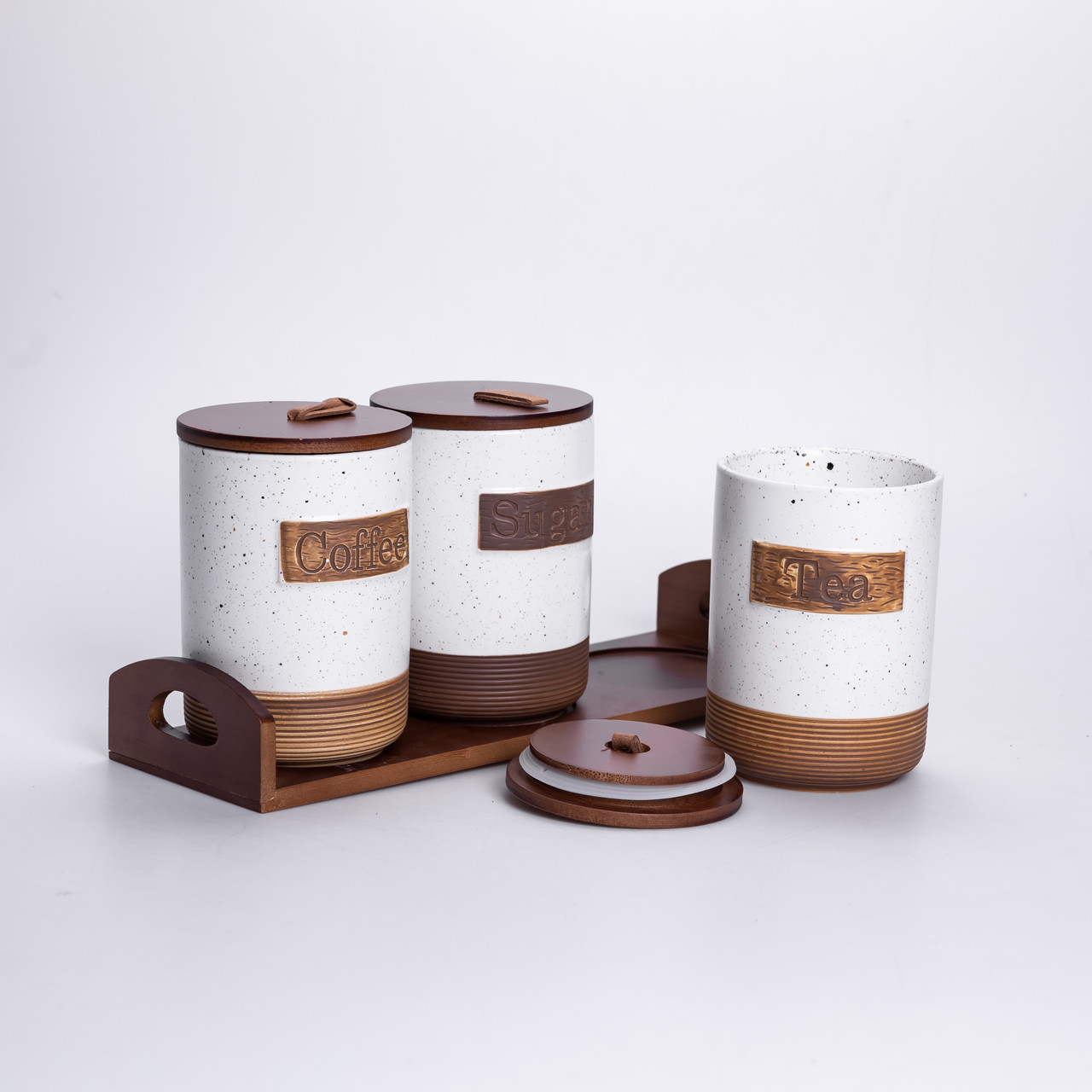 Набір порцелянових банок для сипучих 3 шт. 800 мл з кришками Бежевий HP-26-1BE_HP-26-1BE_Milantium_4