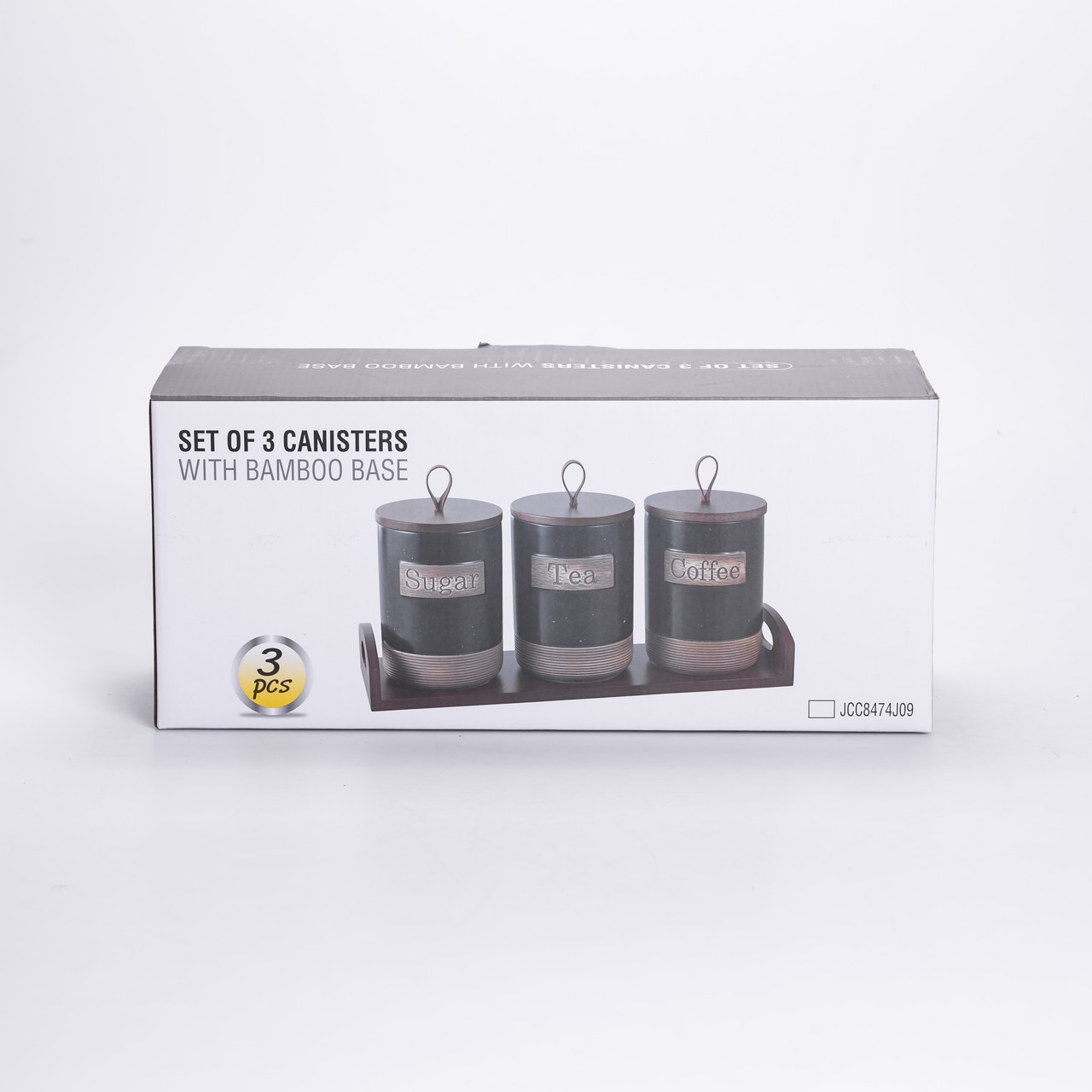 Набір порцелянових банок для сипучих 3 шт. 800 мл з кришками Бежевий HP-26-1BE_HP-26-1BE_Milantium_7