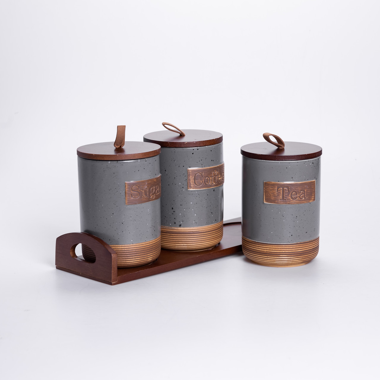 Набір порцелянових банок для сипучих 3 шт. 800 мл з кришками Сірий HP-26-1G_HP-26-1G_Milantium_4