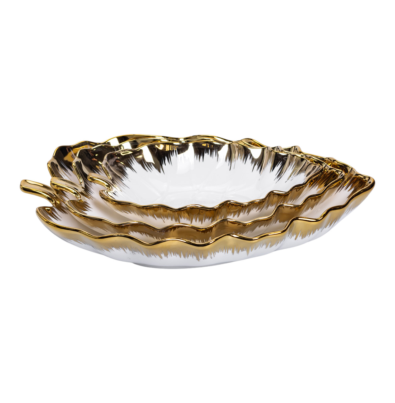 Набір порцелянових страв для сервірування столу 3 (шт) у формі листа Золотистий HP-26-10_HP-26-10_Milantium_2