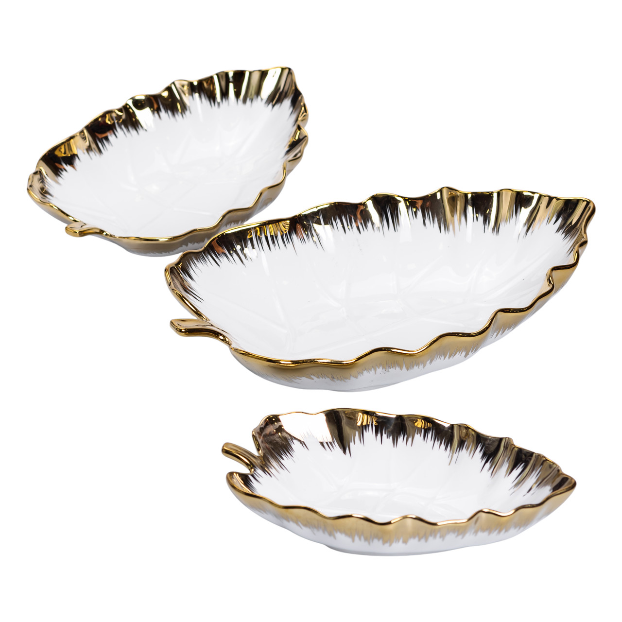 Набір порцелянових страв для сервірування столу 3 (шт) у формі листа Золотистий HP-26-10_HP-26-10_Milantium_3