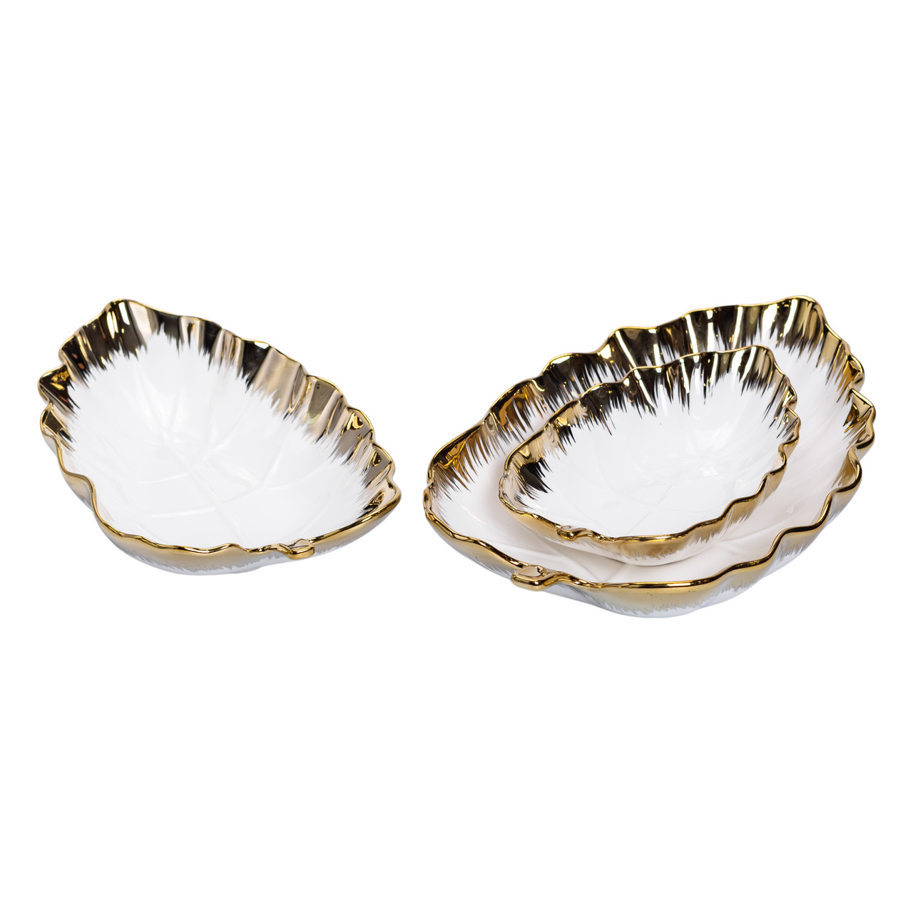 Набір порцелянових страв для сервірування столу 3 (шт) у формі листа Золотистий HP-26-10_HP-26-10_Milantium_4