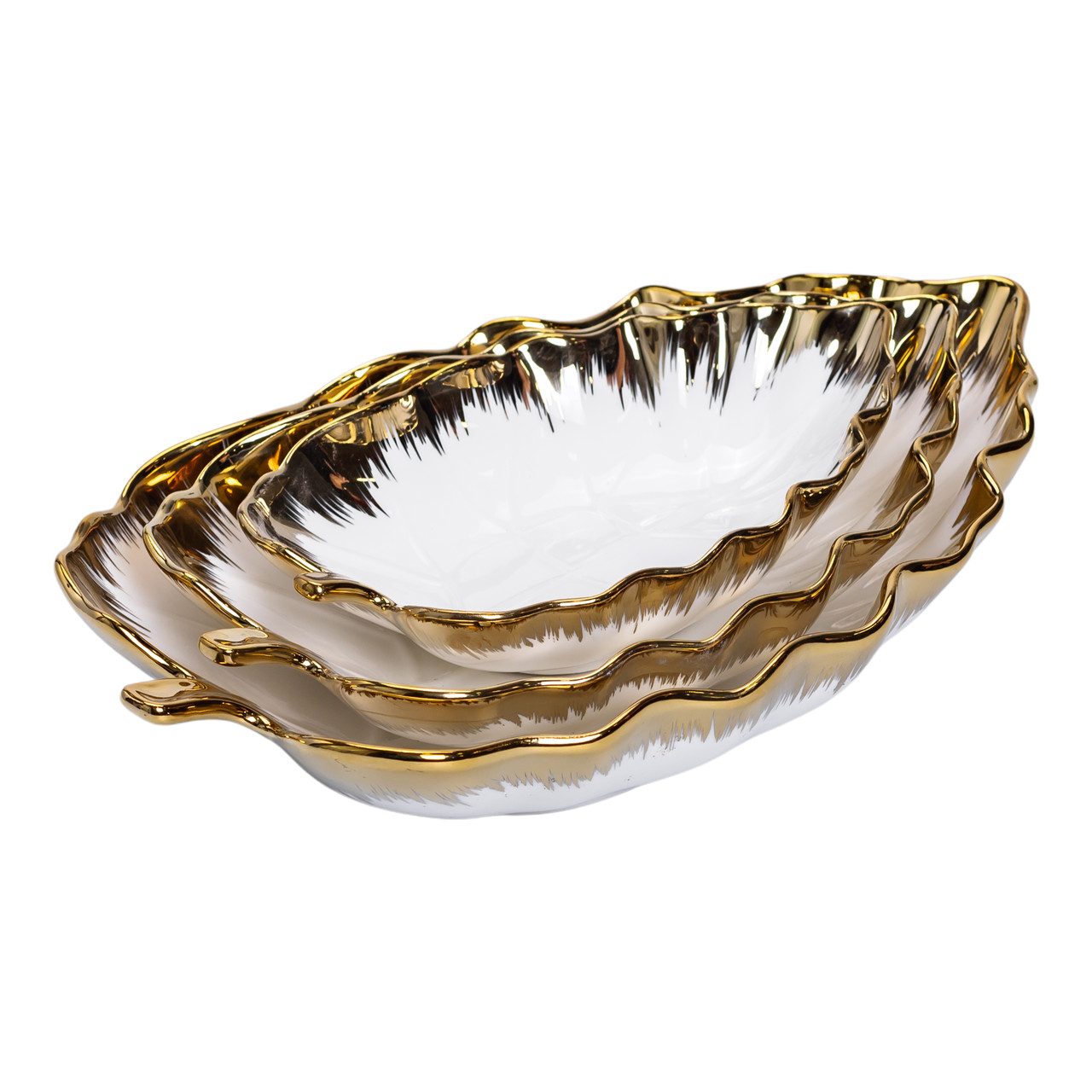 Набір порцелянових страв для сервірування столу 3 (шт) у формі листа Золотистий HP-26-10_HP-26-10_Milantium_5