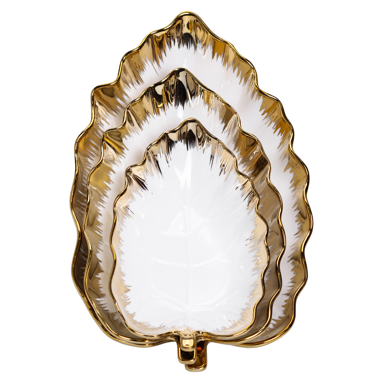 Набір порцелянових страв для сервірування столу 3 (шт) у формі листа Золотистий HP-26-10_HP-26-10_Milantium_6