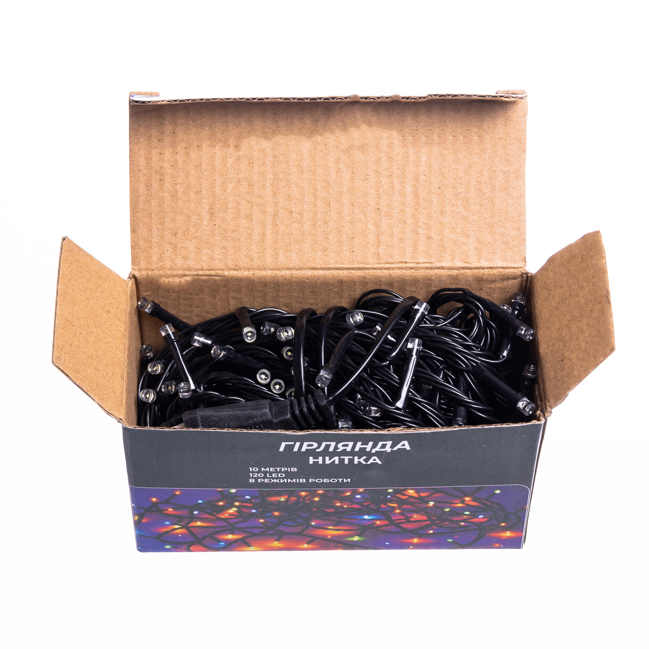 Новорічна гірлянда кімнатна нитка 10 м 120 LED чорний провід Білий W120LED10MBW_W120LED10MBW_Milantium_5