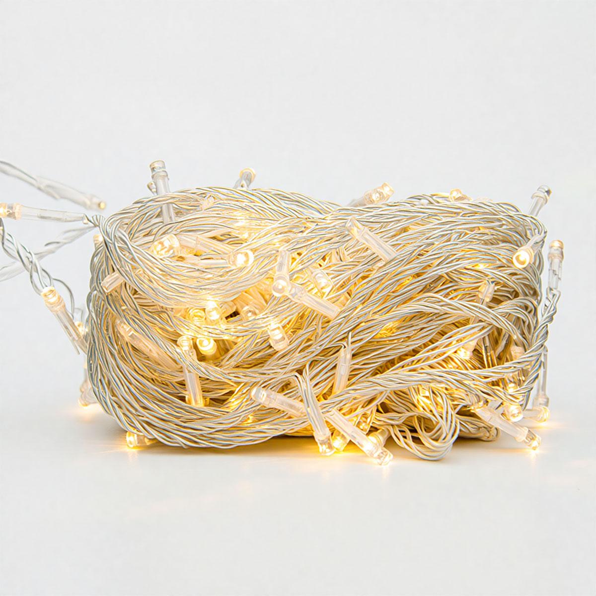 Новорічна гірлянда кімнатна нитка 14 м 160 LED кімнатна гірлянда білий провід Жовте світло W160LED16MWY_W160LED16MWY_Milantium_1