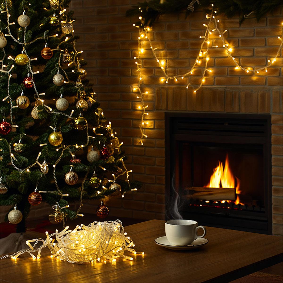 Новорічна гірлянда кімнатна нитка 14 м 160 LED кімнатна гірлянда білий провід Жовте світло W160LED16MWY_W160LED16MWY_Milantium_4