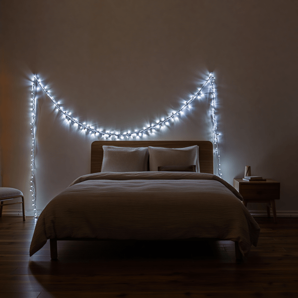 Новорічна гірлянда кімнатна нитка 14 м 160 LED кімнатна гірлянда чорний провід Біле світло W160LED16MBW_W160LED16MBW_Milantium_5