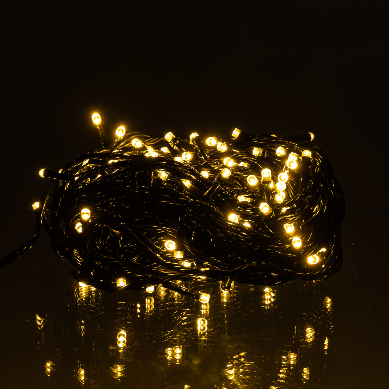 Новорічна гірлянда кімнатна нитка 14 м 160 LED чорний провід Жовтий W160LED16MBY – купити в Україні недорого