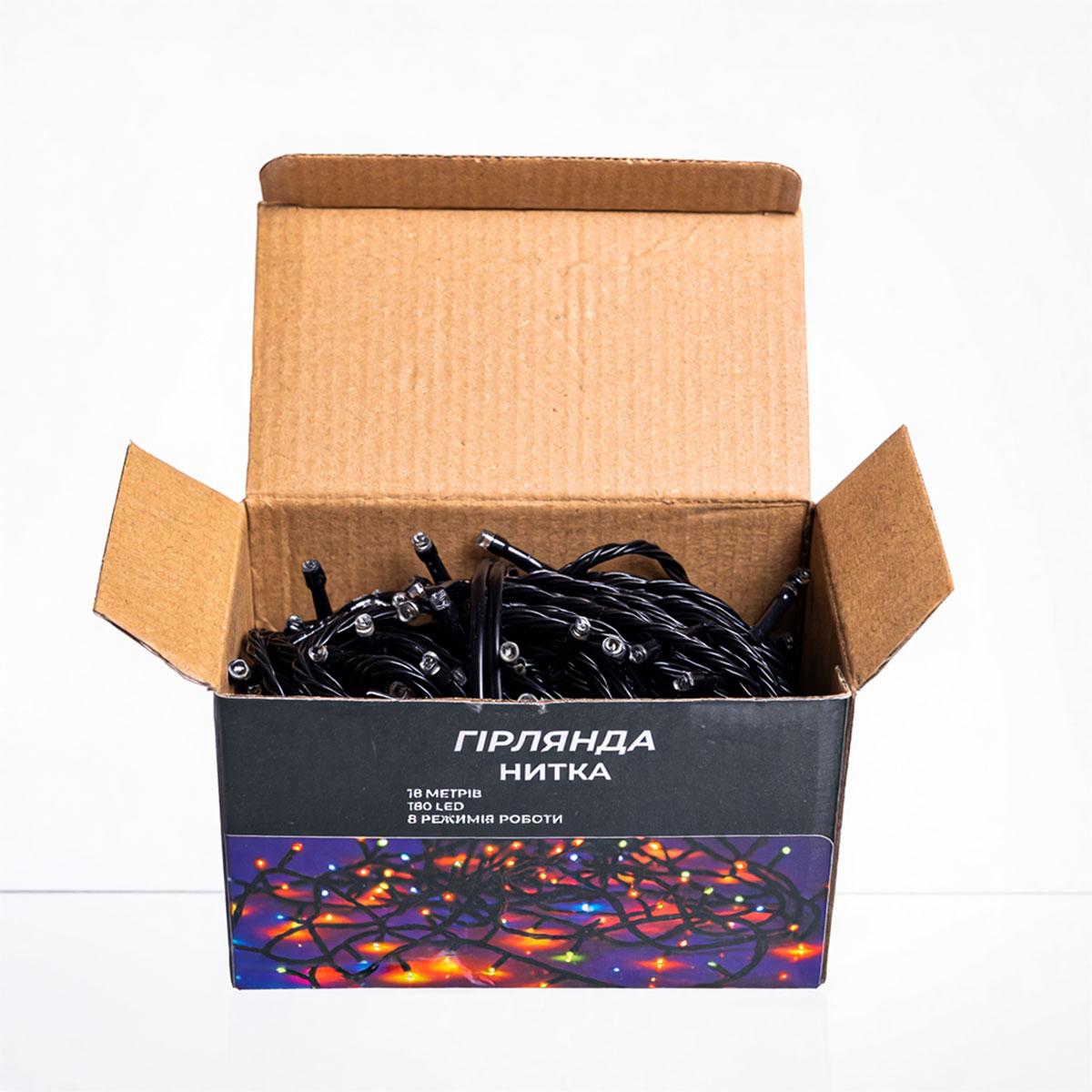 Новорічна гірлянда кімнатна нитка 18 м 180 LED кімнатна гірлянда чорний провід Жовте світло W180LED18MBY_W180LED18MBY_Milantium_3