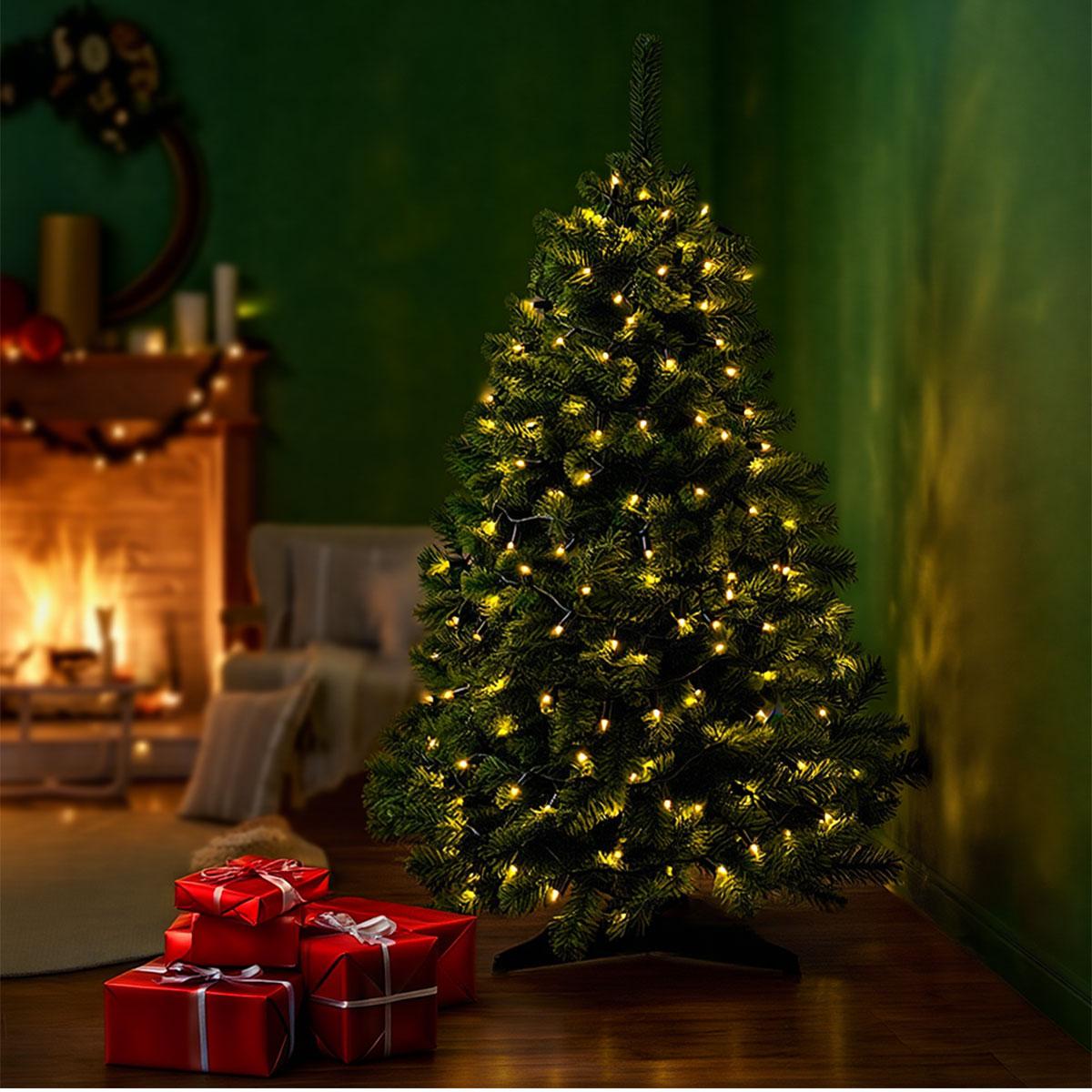 Новорічна гірлянда кімнатна нитка 18 м 180 LED кімнатна гірлянда чорний провід Жовте світло W180LED18MBY_W180LED18MBY_Milantium_7