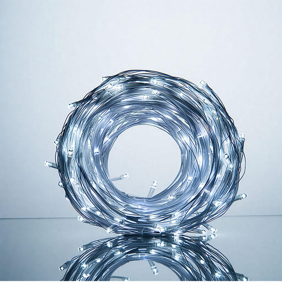 Новорічна гірлянда кімнатна нитка 22 м 220 LED кімнатна гірлянда білий провід Біле світло W220LED22MWW_W220LED22MWW_Milantium_1