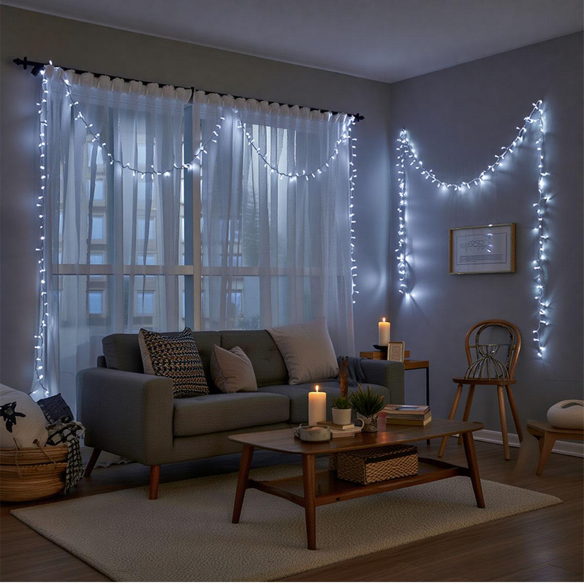Новорічна гірлянда кімнатна нитка 22 м 220 LED кімнатна гірлянда білий провід Біле світло W220LED22MWW_W220LED22MWW_Milantium_6