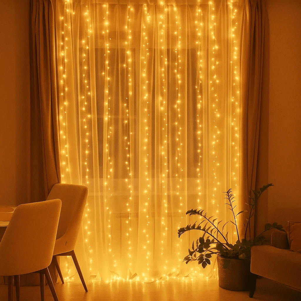 Новорічна гірлянда кімнатна штора роса Хвойна лапа 3х3 м 600 LED Жовте світло D600LED3MY – купити в Україні недорого