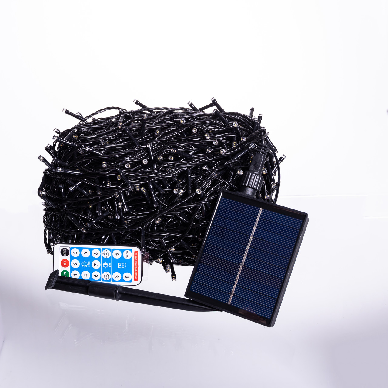 Новорічна гірлянда вулична 100 м 1000 LED із сонячною батареєю 8 режимів роботи чорний провід Жовте світло SB1000L100MBY_SB1000L100MBY_Milantium_3