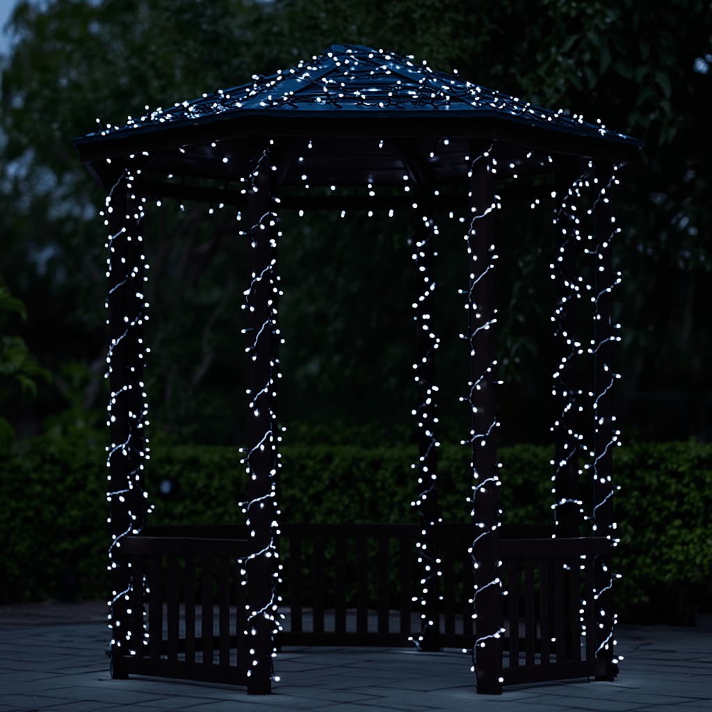 Новорічна гірлянда вулична 30 м 300 LED з сонячною батареєю чорний провід Білий SB300L30MBW_SB300L30MBW_Milantium_2