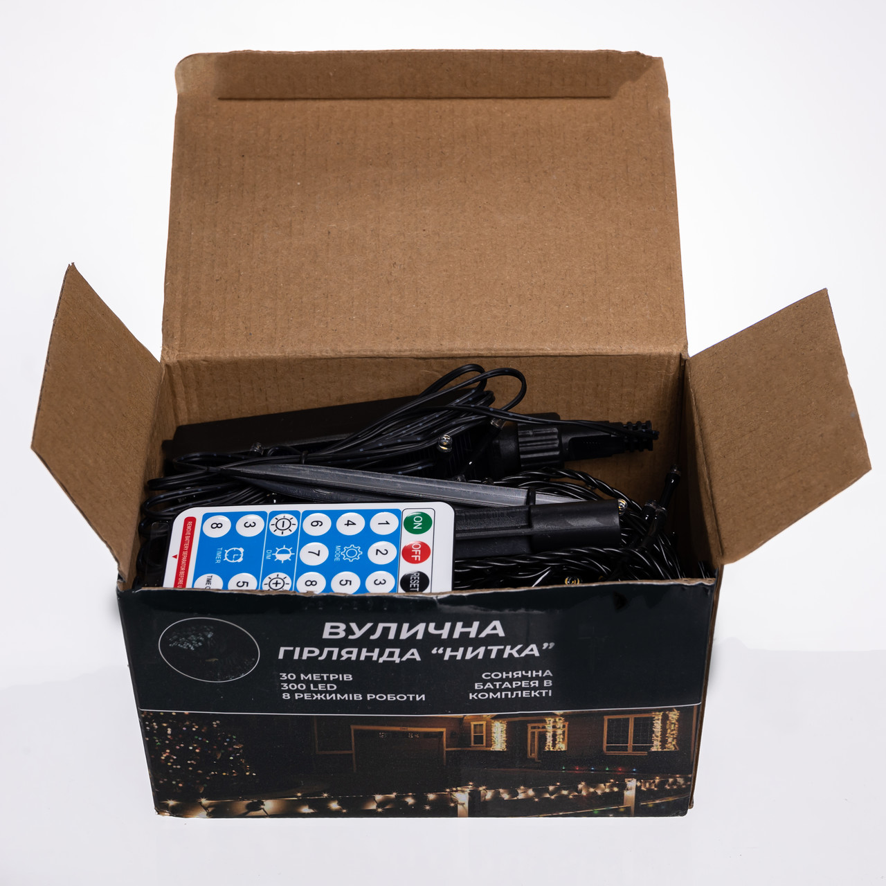 Новорічна гірлянда вулична 30 м 300 LED з сонячною батареєю чорний провід Жовтий SB300L30MBY_SB300L30MBY_Milantium_4