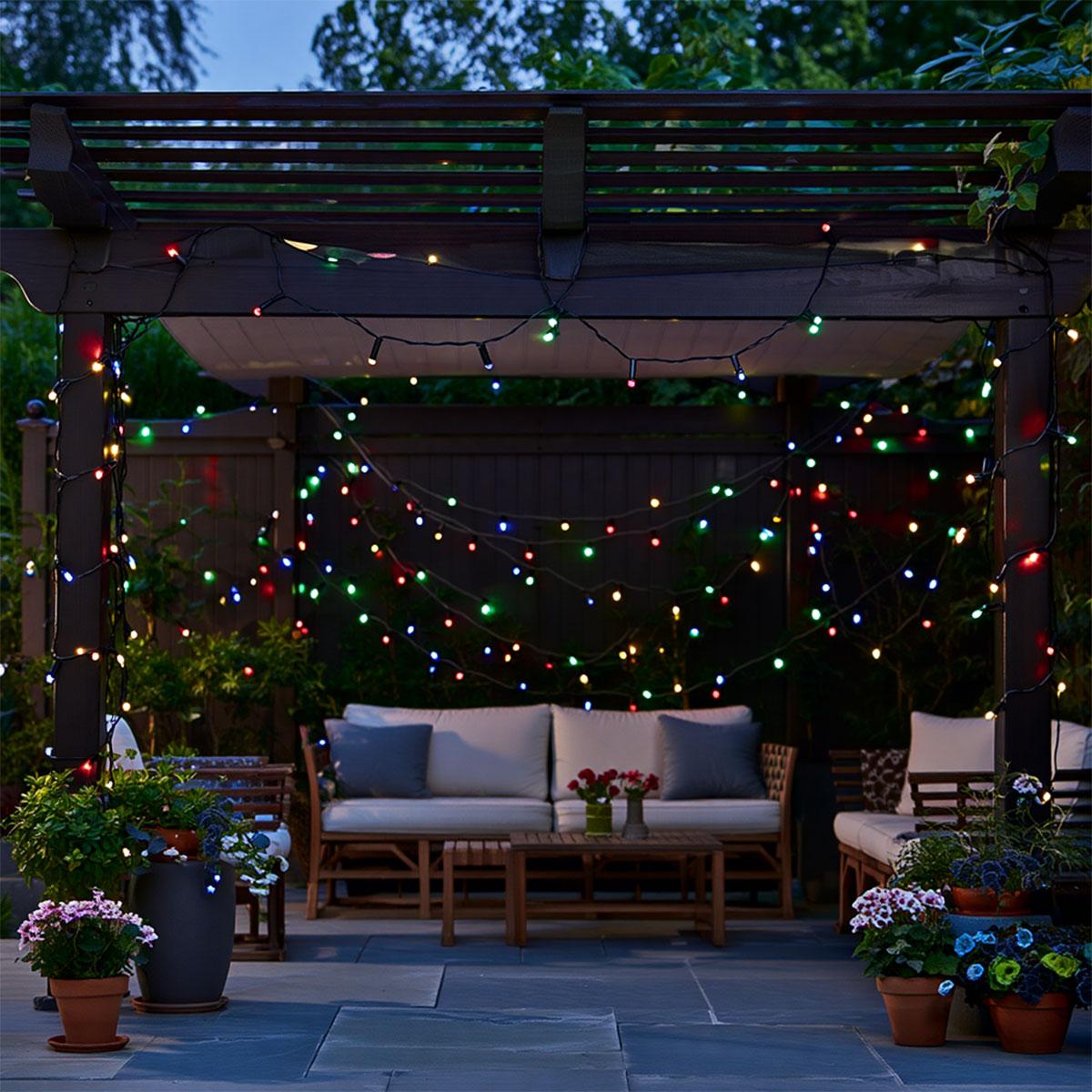 Новорічна гірлянда вулична 50 м 500 LED з сонячною батареєю чорний провід Мультиколор SB500L50MBML_SB500L50MBML_Milantium_3