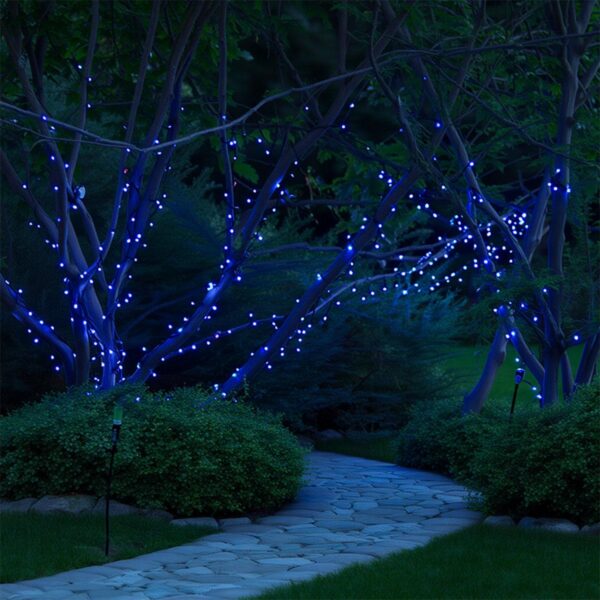 Новорічна гірлянда вулична 50 м 500 LED з сонячною батареєю чорний провід Синій SB500L50MBBL_SB500L50MBBL_Milantium_3