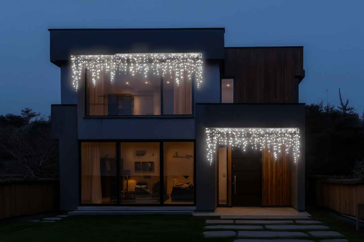 Новорічна гірлянда вулична Бахрома 36 м 600 LED чорний провід Білий 36МBW_36МBW_Milantium_2