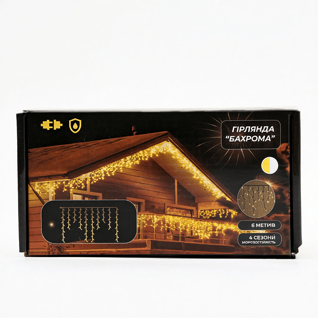 Новорічна гірлянда вулична Бахрома 6 м 105 LED білий провід Жовтий 6МWY_6МWY_Milantium_5