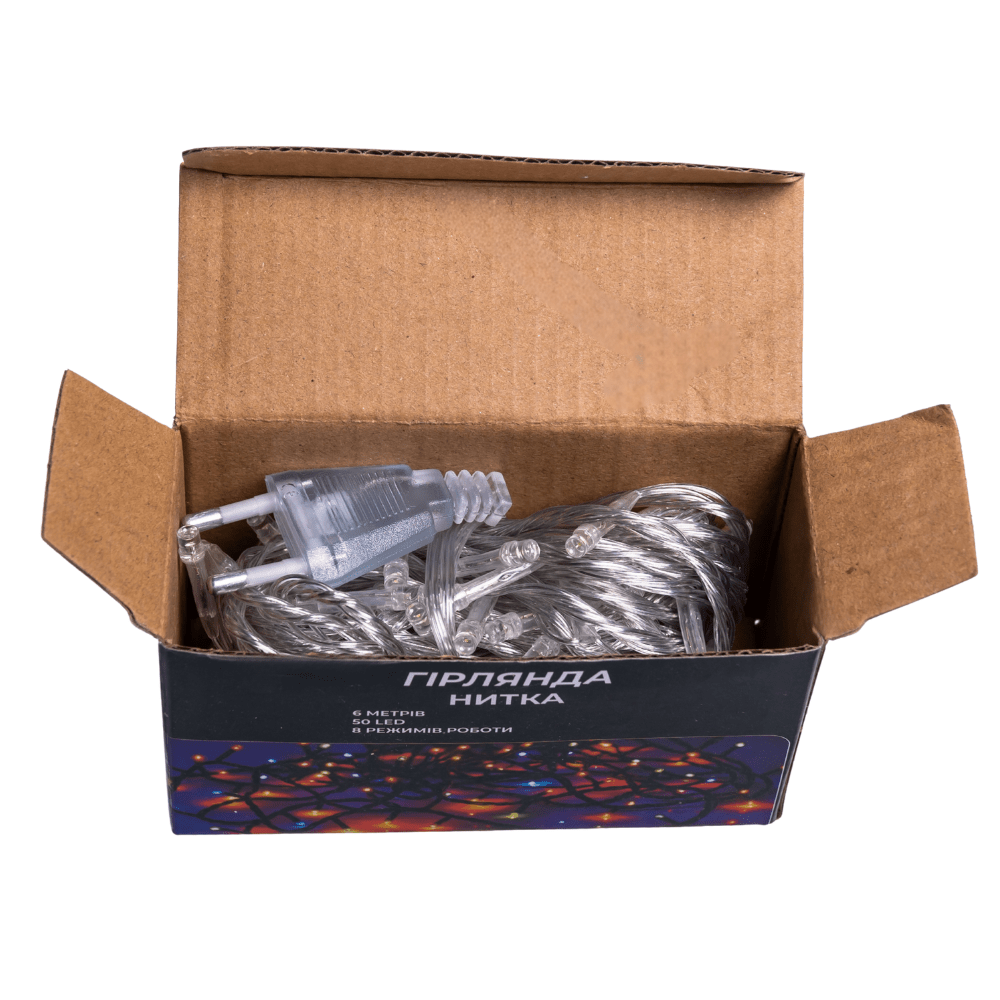 Новорічна кімнатна гірлянда нитка 6 м 50 LED білий провід Білий W50LED6MWW_W50LED6MWW_Milantium_5