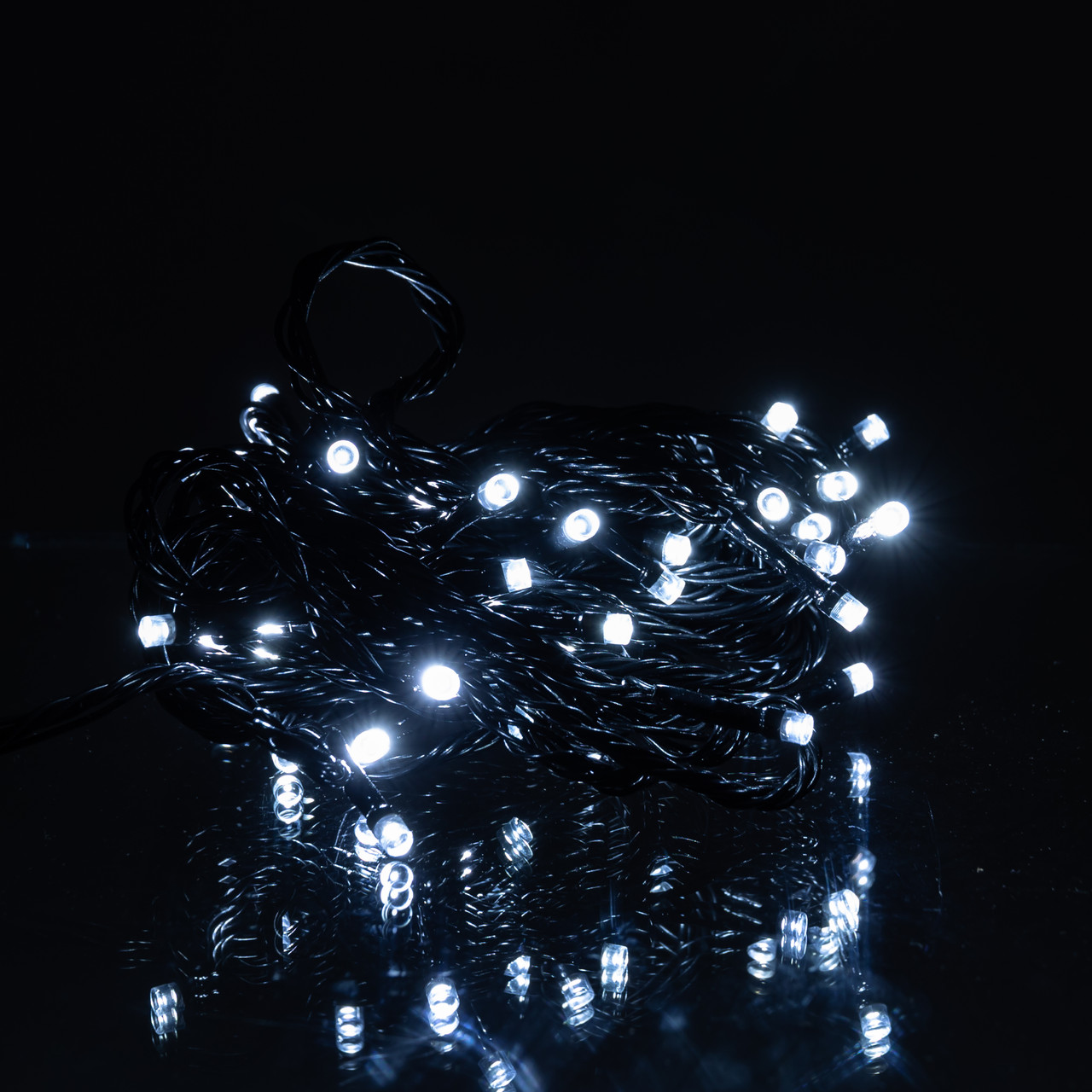 Новорічна кімнатна гірлянда нитка 6 м 50 LED чорний провід Білий W50LED6MBW_W50LED6MBW_Milantium_2