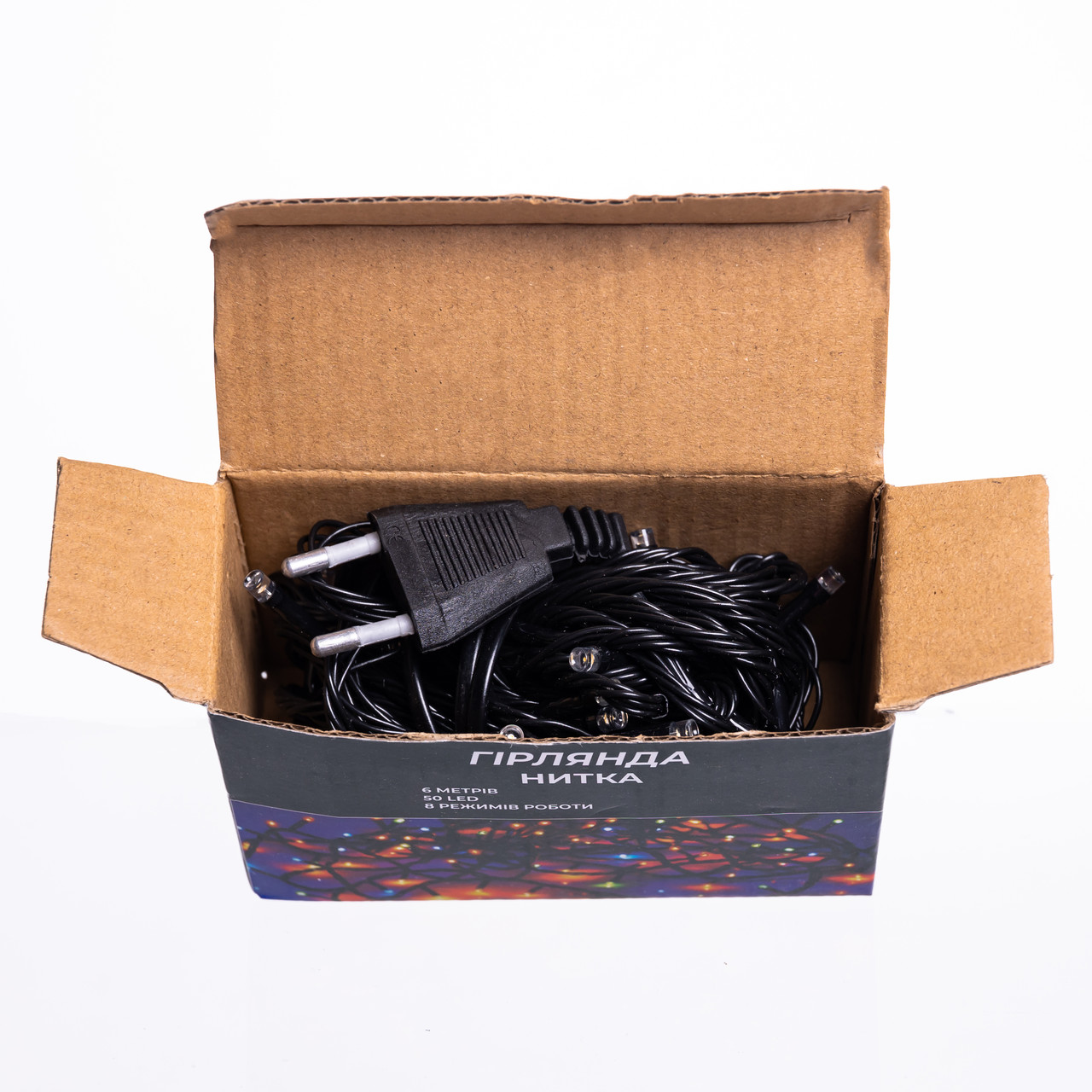 Новорічна кімнатна гірлянда нитка 6 м 50 LED чорний провід Жовтий W50LED6MBY_W50LED6MBY_Milantium_4