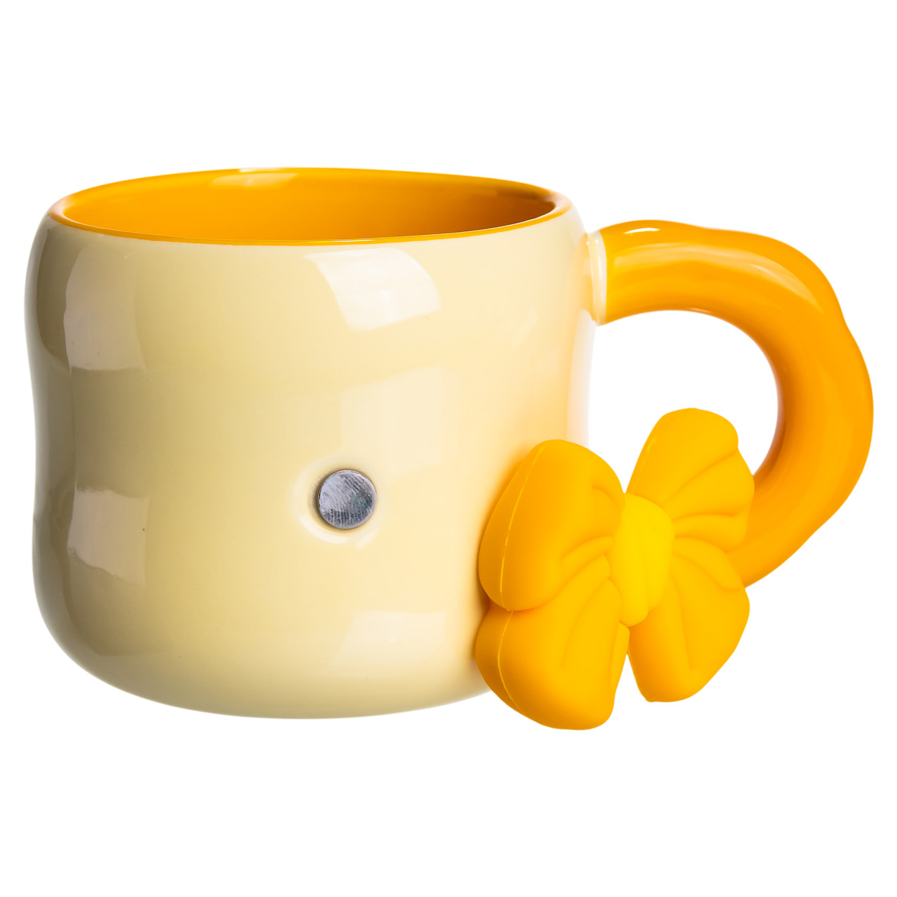 Фарфоровая чашка с магнитом-бантом. 400 (мл) подарункова кружка прикольна чашка для дітей на подарунок Бежевий з жовтим FM-52A_FM-52A_Milantium_3