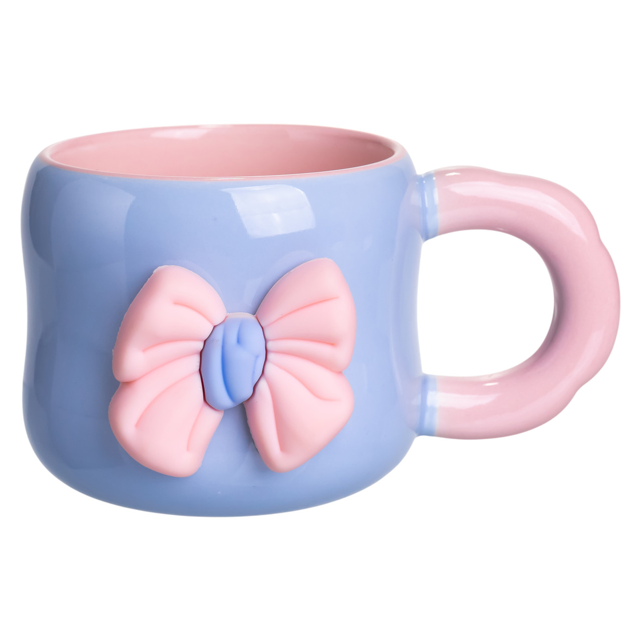 Чашка порцелянова з магнітом Бант 400 (мл) подарункова кружка прикольна чашка для дітей на подарунок Блакитний з рожевим FM-52D – купити в Україні недорого