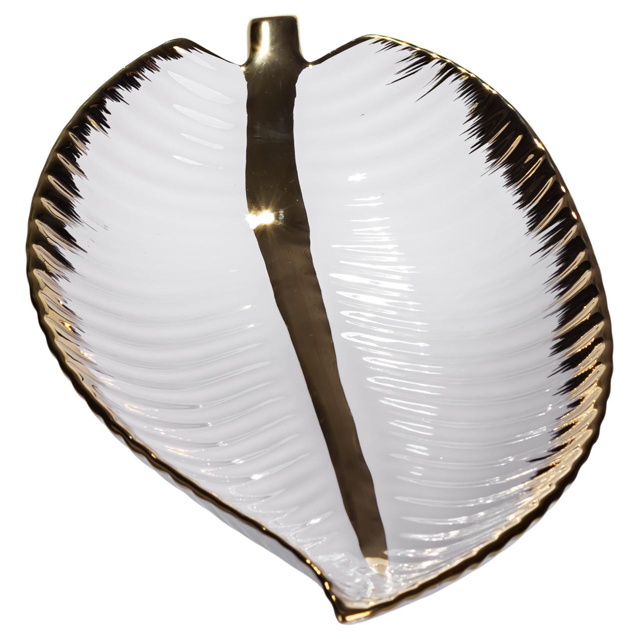 Порцелянове блюдо для сервірування стола у формі листя 35×18.5×5 (см) блюдо для подавачі закусок Золото WH045_WH045_Milantium_2