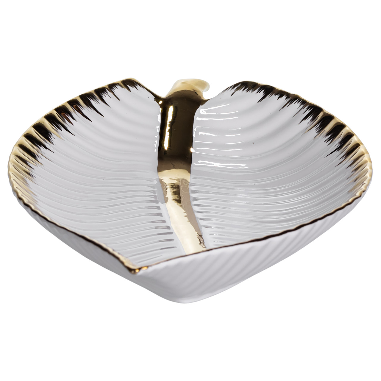 Порцелянове блюдо для сервірування стола у формі листя 35×18.5×5 (см) блюдо для подавачі закусок Золото WH045_WH045_Milantium_3