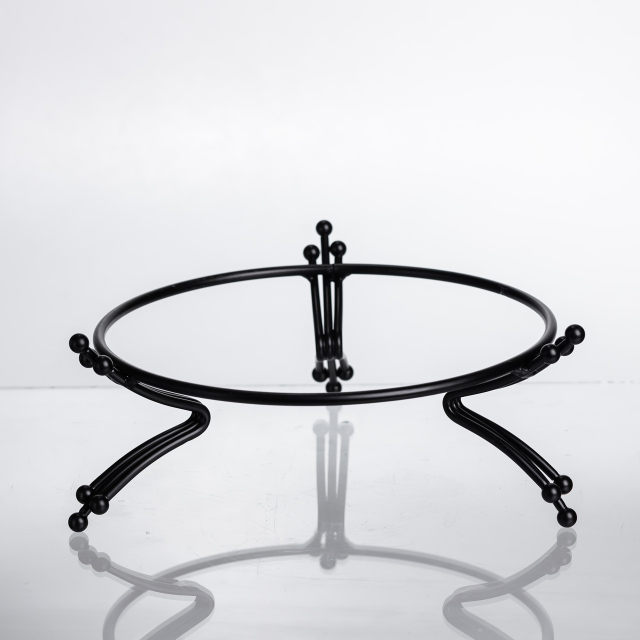 Фруктовниця порцелянова на металевій підставці Ø20 кругла ваза цукерка для фруктів Чорний LB-1570B_LB-1570B_Milantium_4