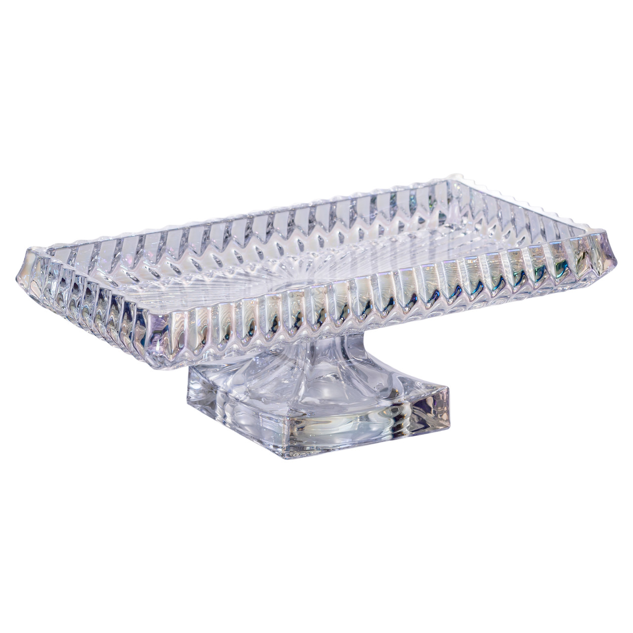 Фруктовниця скляна на ніжці 29х16.5х11 см прямокутна ваза для фруктів цукерниця Прозорий HP-19-151L_HP-19-151L_Milantium_4