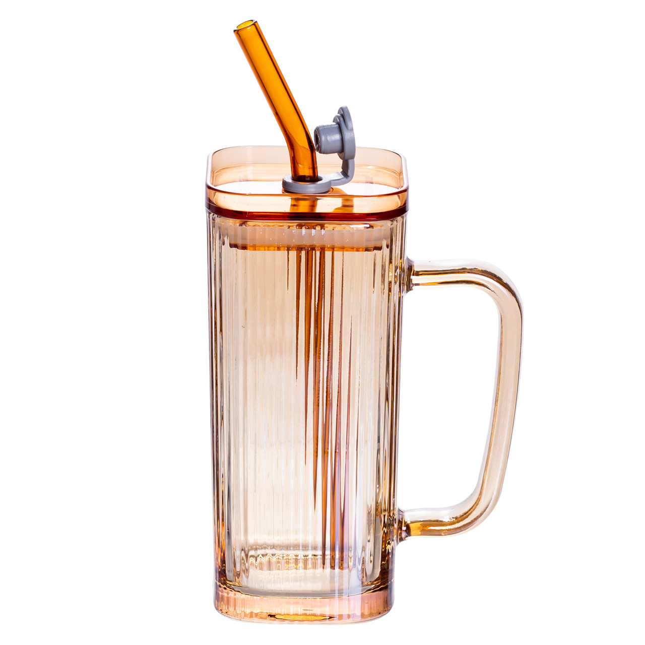 Кружка скляна з кришкою та трубочкою 280 (мл) чашка з трубочкою та кришкою на подарунок HP-19-51 – купити в Україні недорого