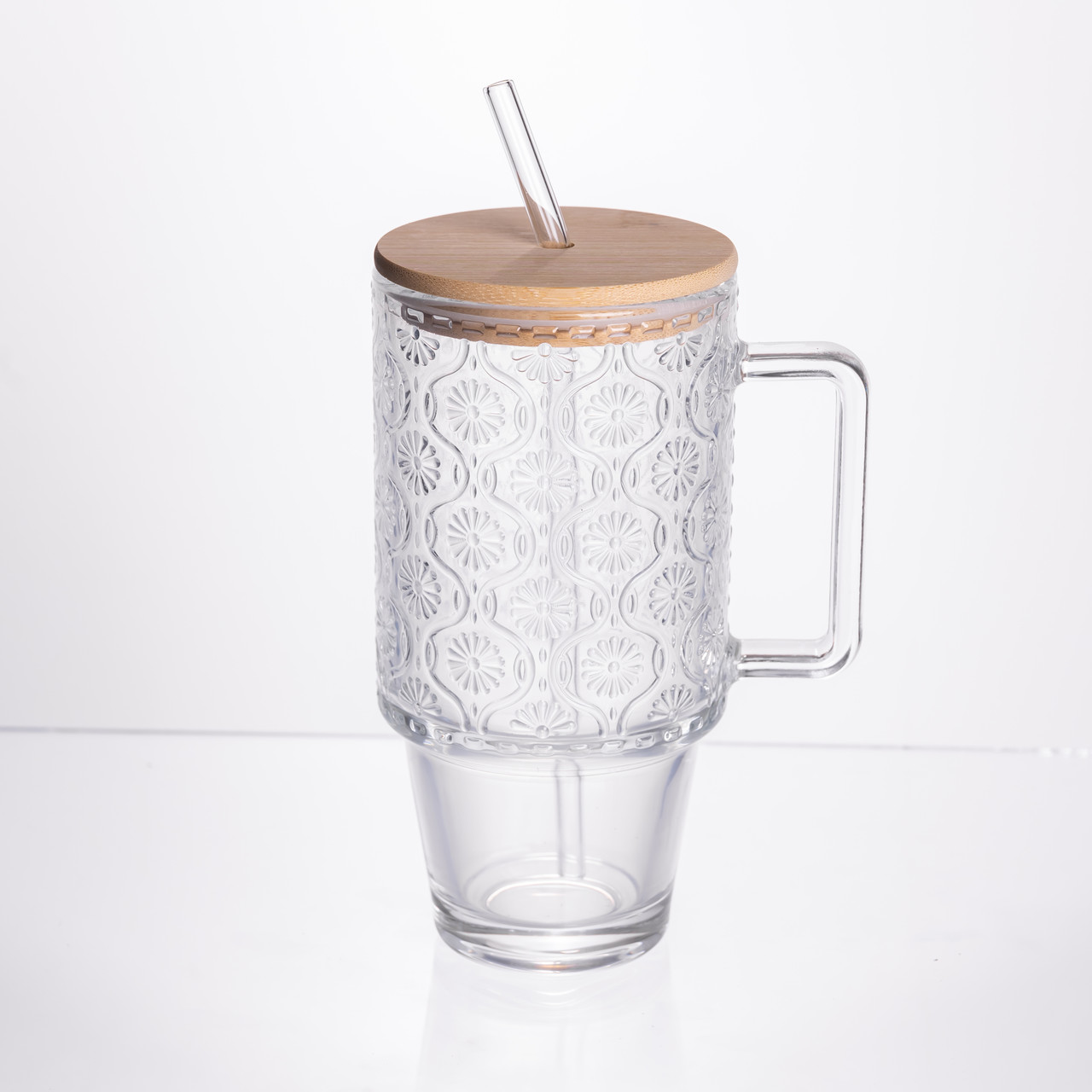 Кружка скляна з кришкою та трубочкою 750 (мл) чашка з трубочкою та кришкою на подарунок HP-19-48N – купити в Україні недорого